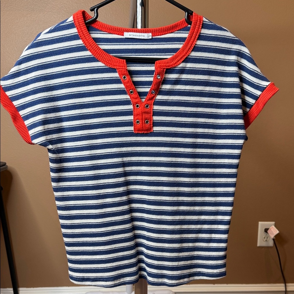 Staccato Blue and Red Striped Kids Tee